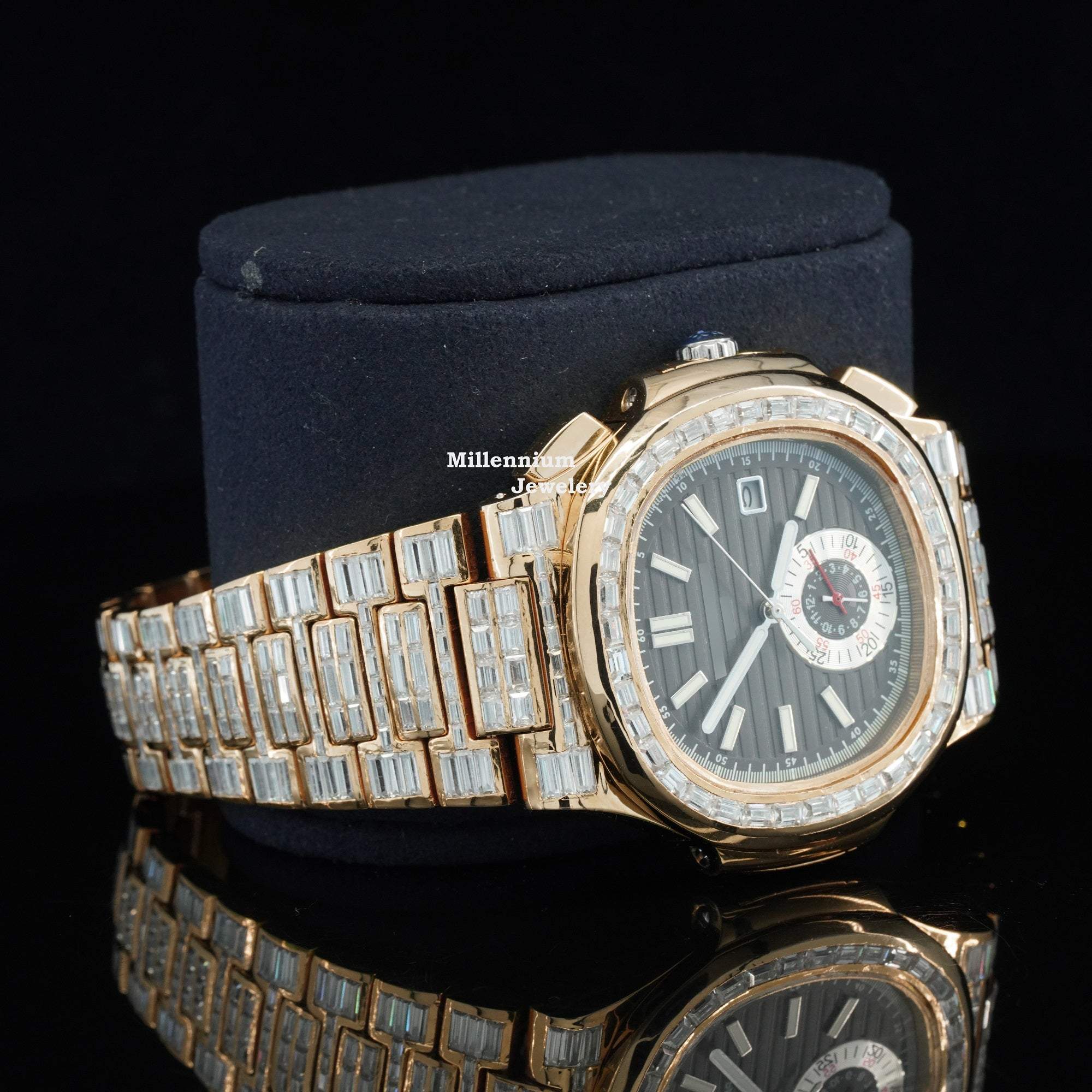 Exceptional Iced Out Moissanite Watch With Automatic Chronograph Waterproof Watch For Men With Diamond Body