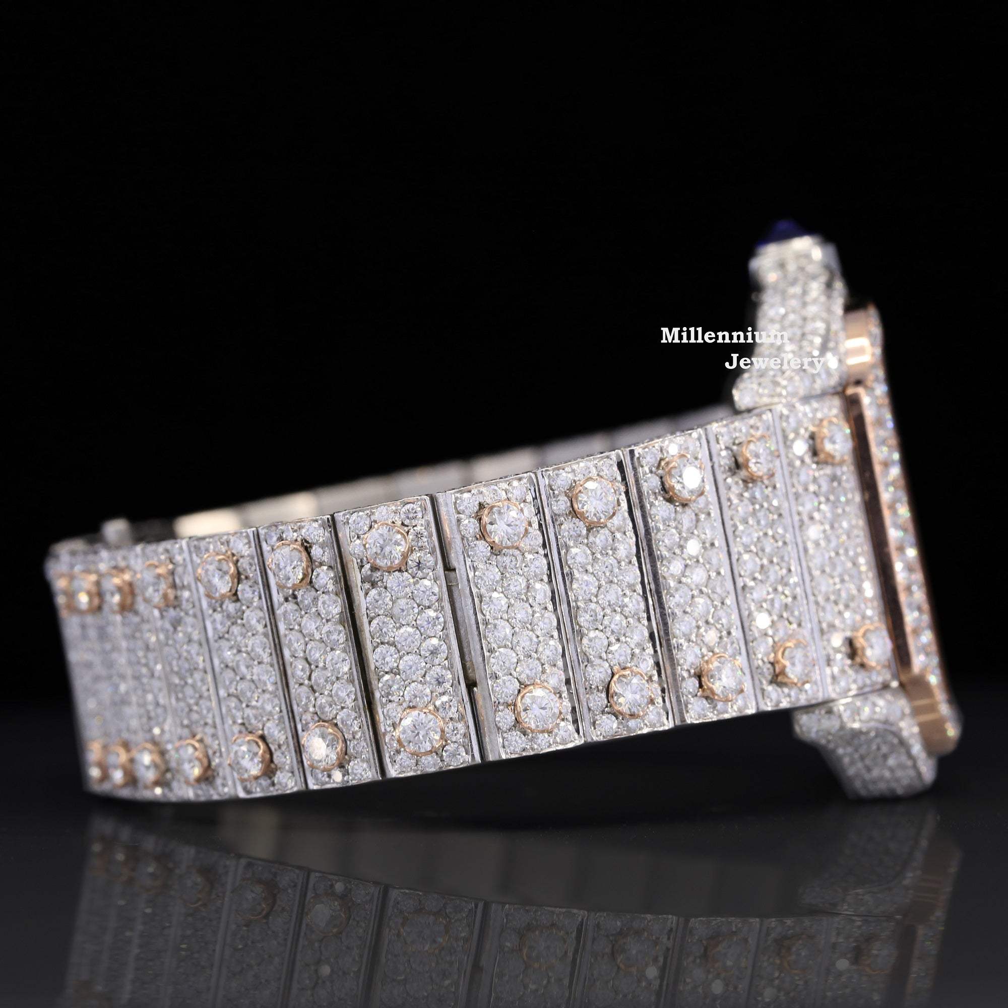Iced Out Moissanite Watch Hip Hop Automatic Watch For Men With Diamond Dial