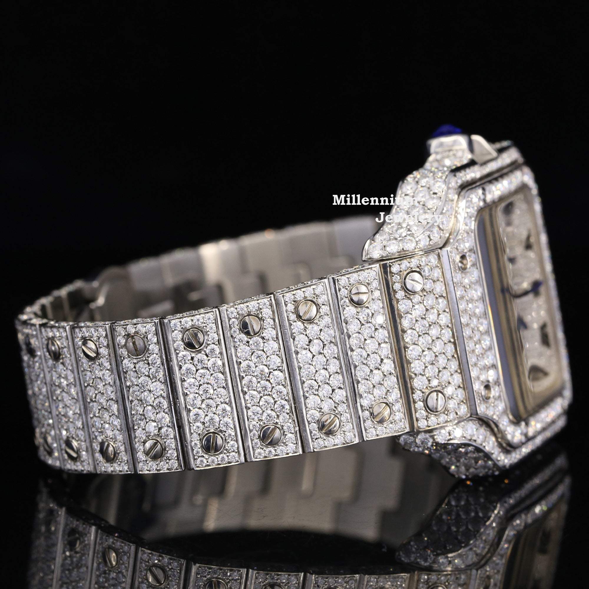 Awesome White Gold Color Moissanite watch Iced Out Watch For Men Second
