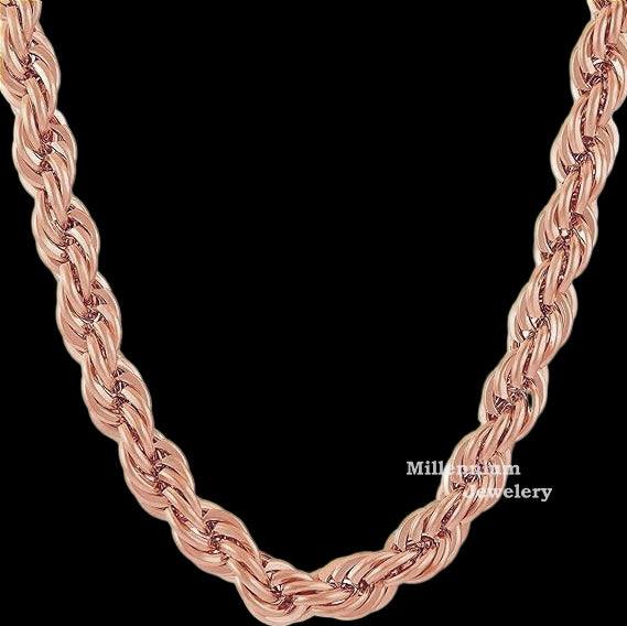 18k Gold Rope Chain With Rose Gold