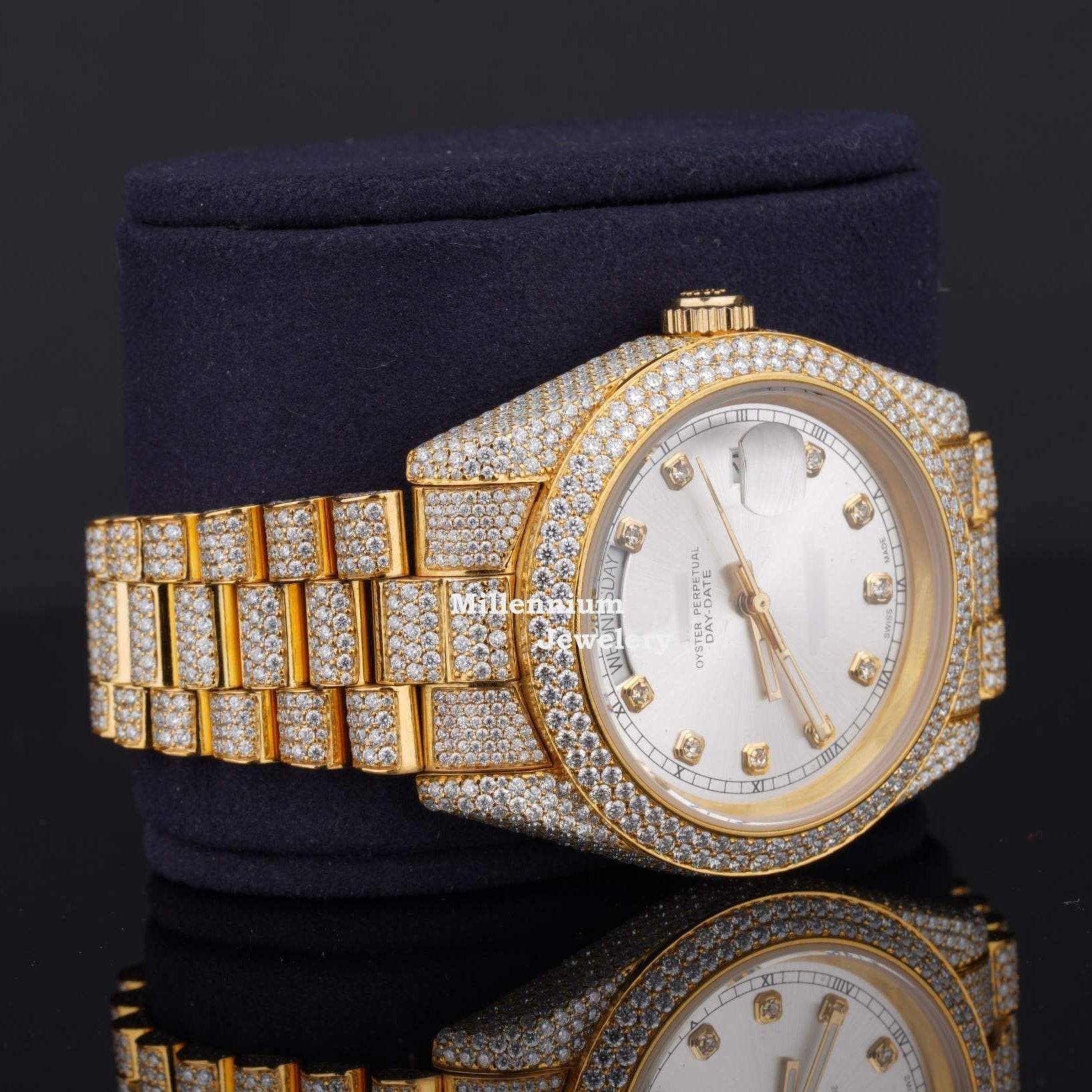 Formal Classic Diamond Iced Out Automatic Moissanite Watch With Diamond Body