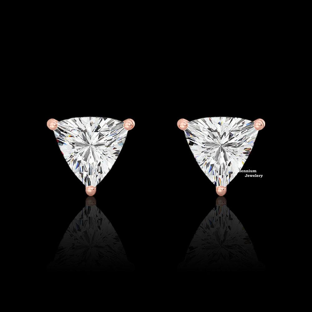 1.20ct Trillion cut Moissanite Diamond Earrings For Women