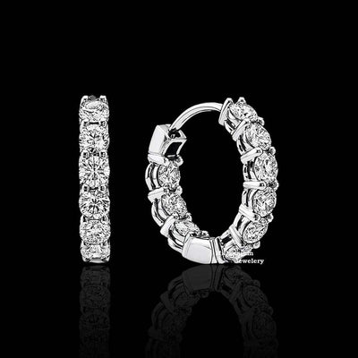 1.00ct Round Moissanite Hoop Earrings For Women