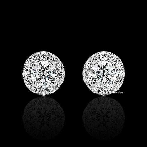 0.90ct Round Cut Moissanite Diamond Stud Earrings
