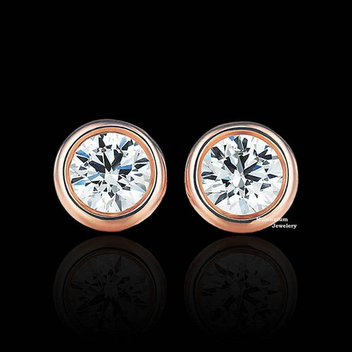 Round Cut Moissanite Stud Diamond Earrings For Women