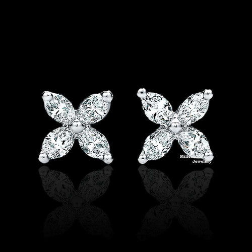 VVS Round Diamond Moissanite Stud Earrings For Women