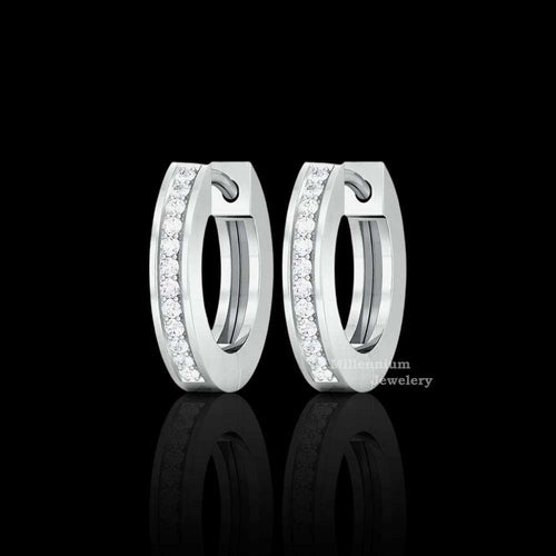 Moissanite Round Hoop Earrings For Women