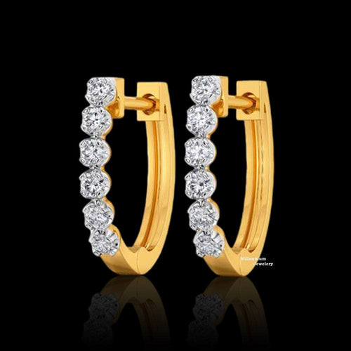 0.70ct Round Cut VVS Moissanite Hoop Earrings