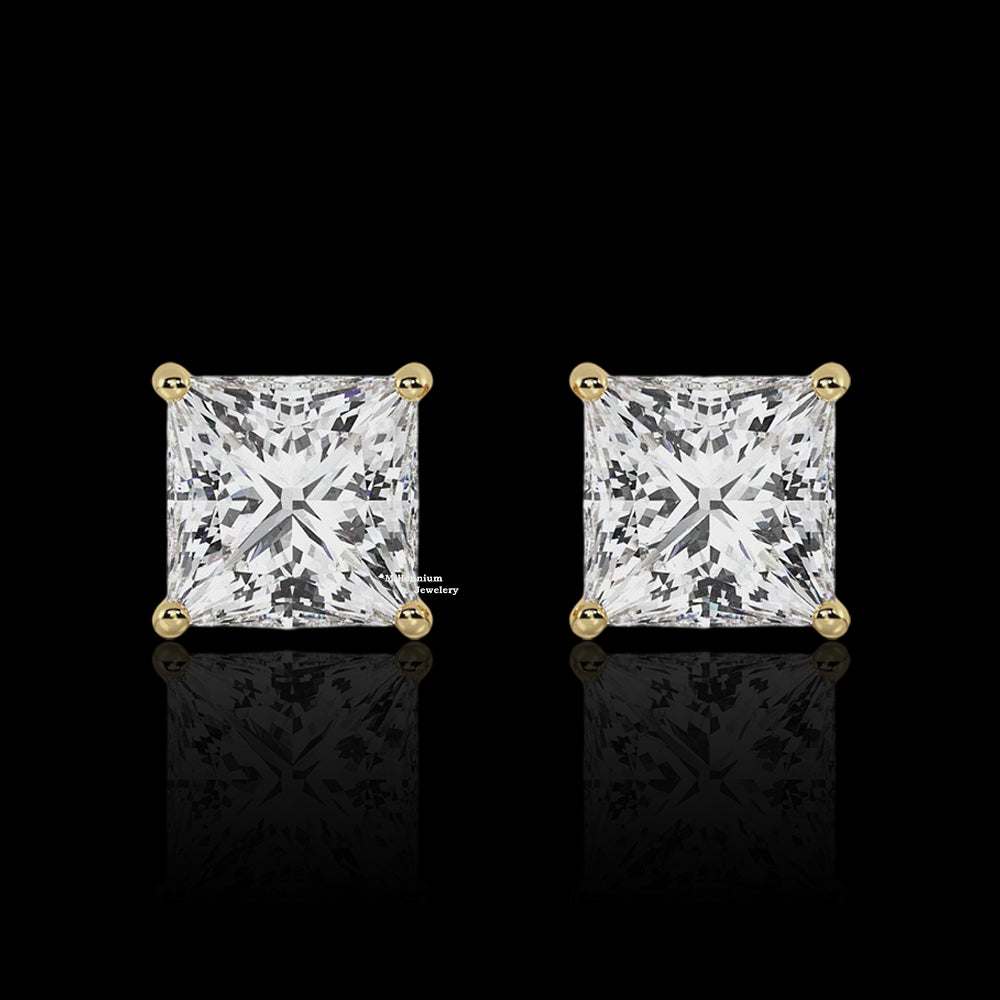 Princess Cut Moissanite Diamond Earrings For Women