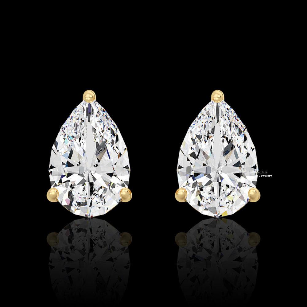 3ct Pear Cut Moissanite Stud Earrings For Women
