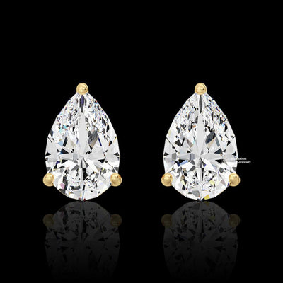 3ct Pear Cut Moissanite Stud Earrings For Women