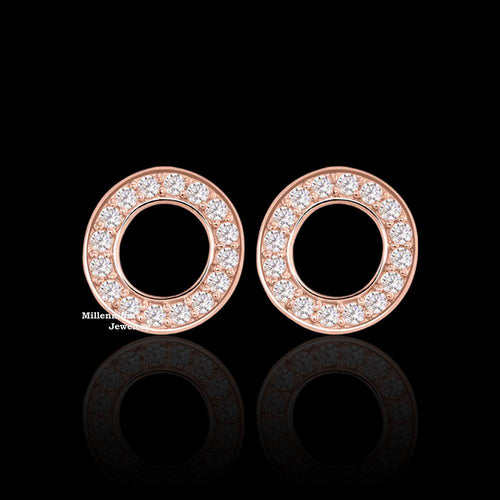 Circle Moissanite Diamond Earrings For Push Back Finding
