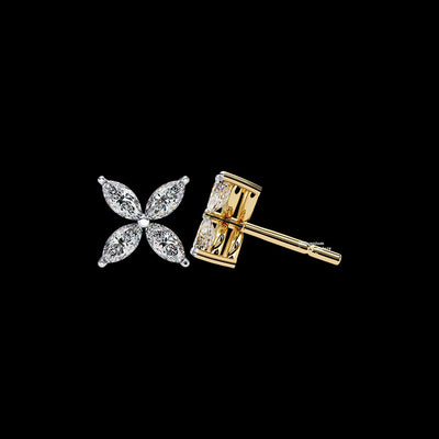 0.65ct Dainty Flower Marquise Cut Moissanite Stud Earrings