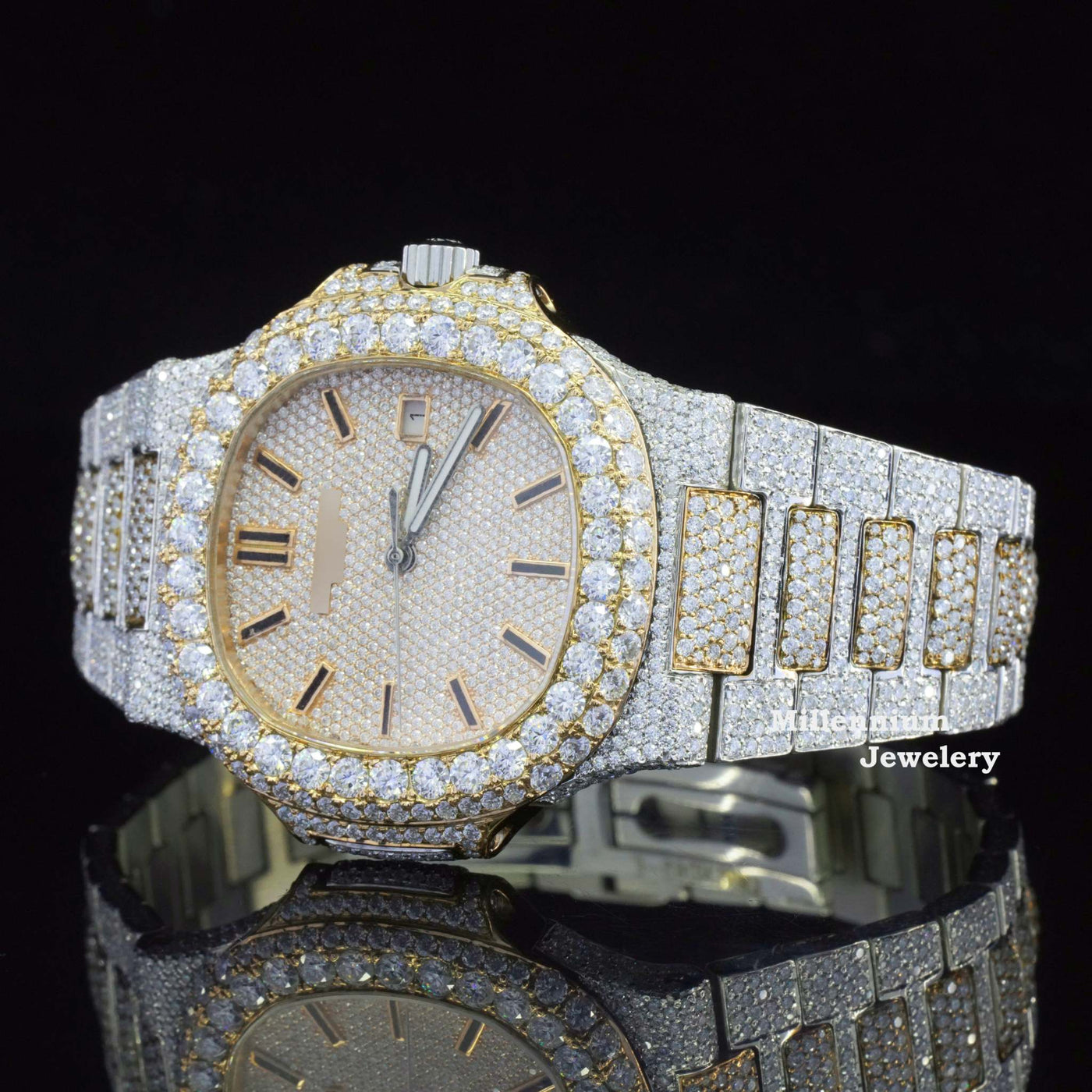 Amazing Mens Moissanite Watch Fully Iced Out With Diamond Dial