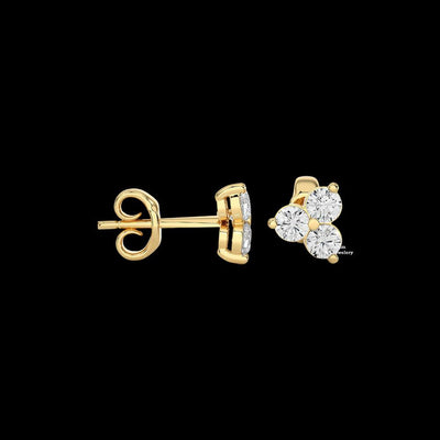 0.50ct Three Stone Moissanite Stud Earrings For Women