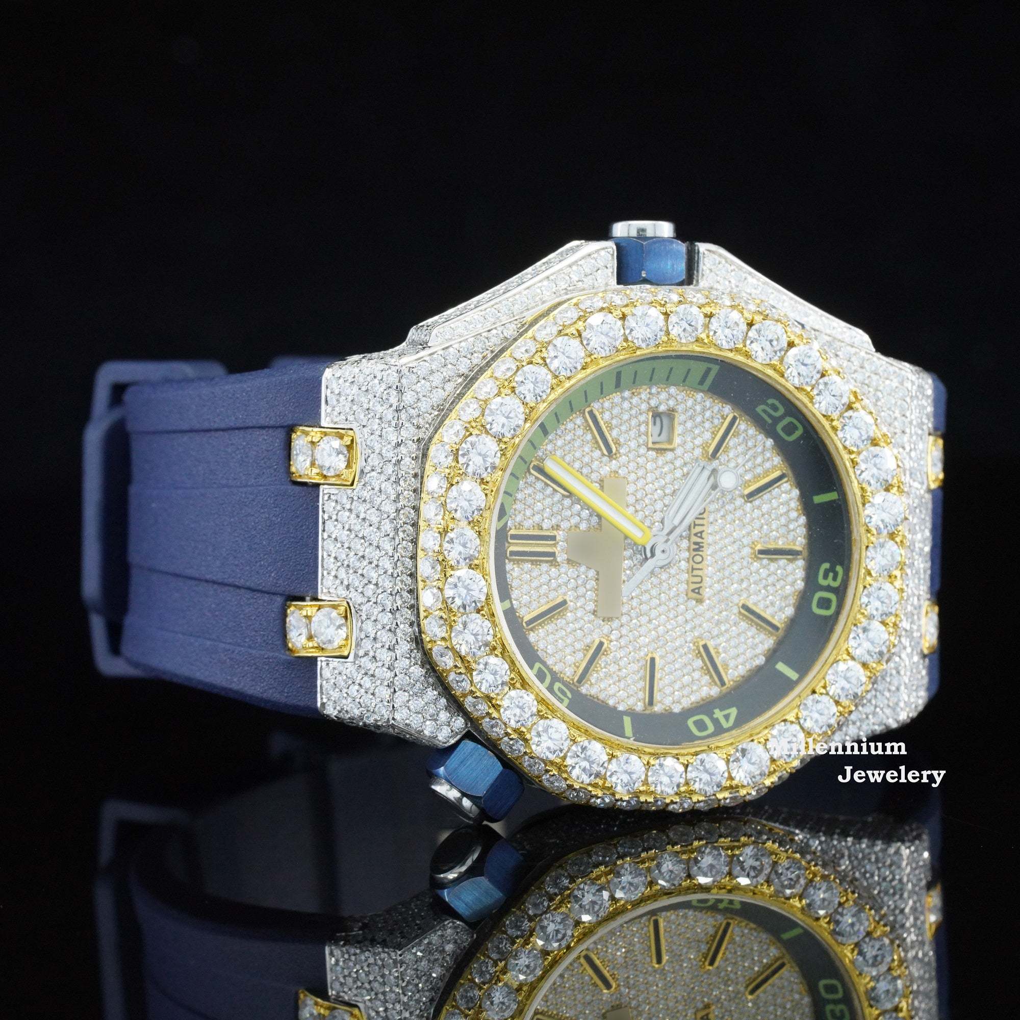 Awesome Diamond Iced Out Chronograph Wrist Moissanite Watch With Diamond Body