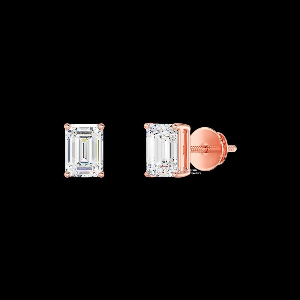 3ct Emerald Cut Moissanite Earrings For Women