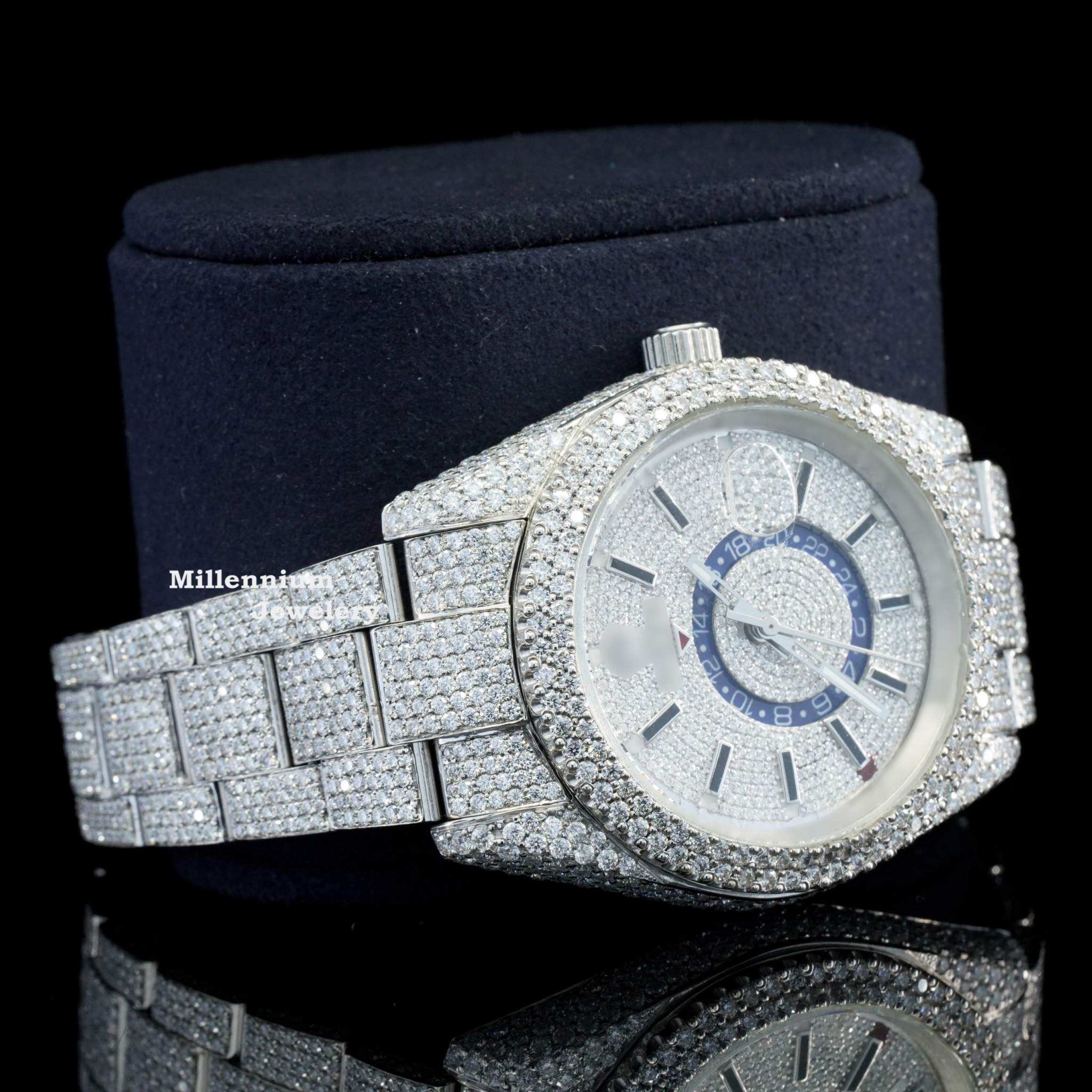 Superior White Gold Color Moissanite Diamond Iced Out Watch With Diamond Body
