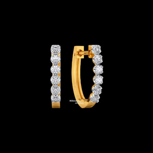 0.70ct Round Cut VVS Moissanite Hoop Earrings