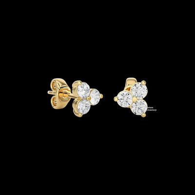 0.50ct Three Stone Moissanite Stud Earrings For Women