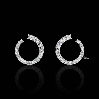 1.0ct Inside Out Round Cut Gold Moissanite Stud Earrings
