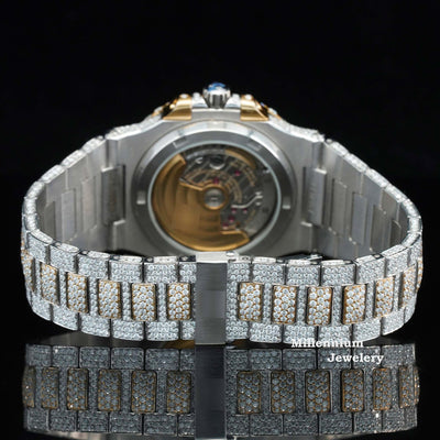 Amazing Mens Moissanite Watch Fully Iced Out With Diamond Strap Lock