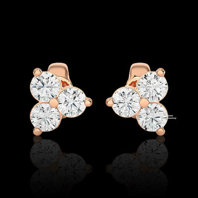 0.50ct Three Stone Moissanite Stud Earrings For Women