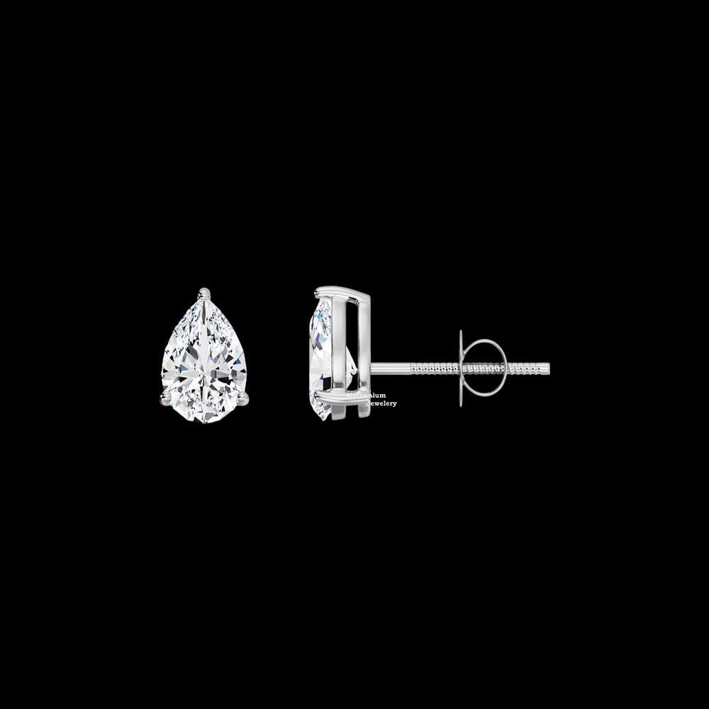 3ct Pear Cut Moissanite Stud Earrings For Women