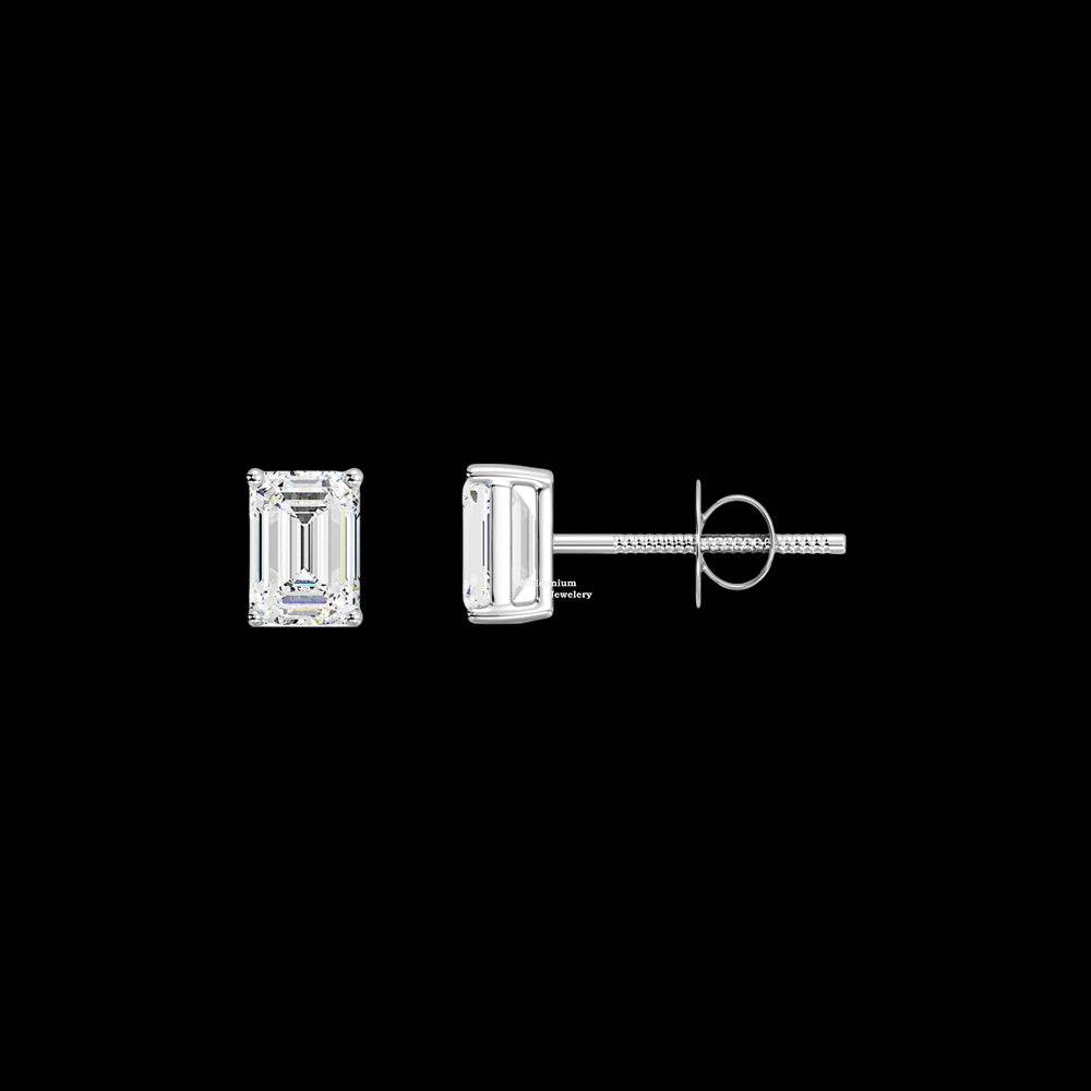3ct Emerald Cut Moissanite Earrings For Women