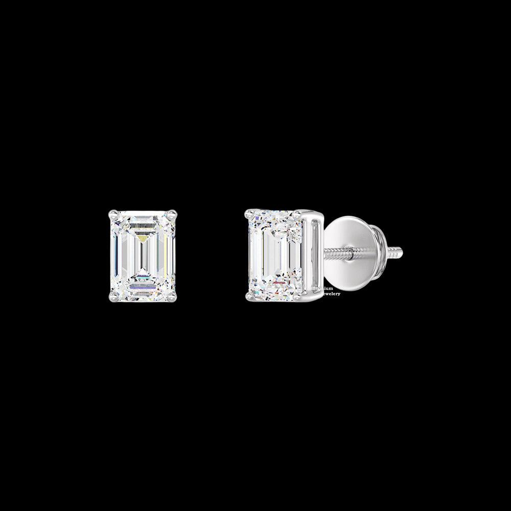 3ct Emerald Cut Moissanite Earrings For Women