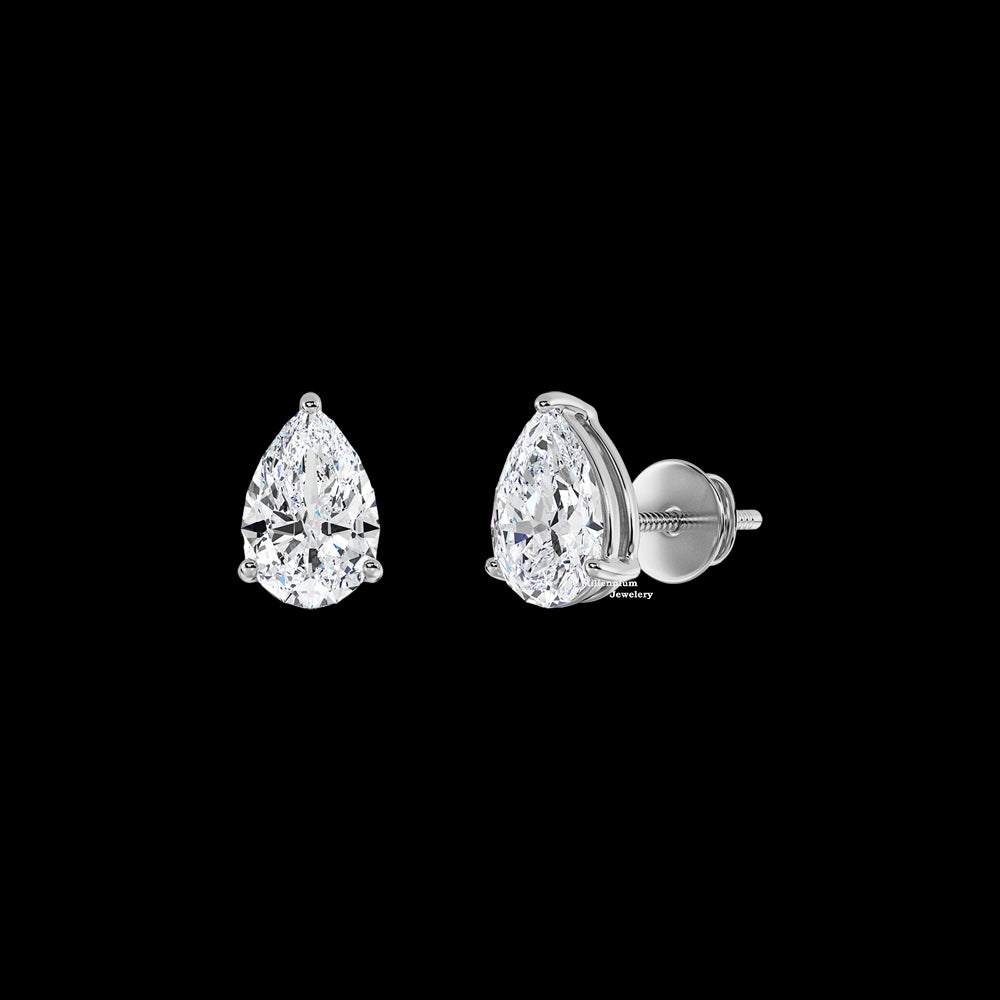 3ct Pear Cut Moissanite Stud Earrings For Women