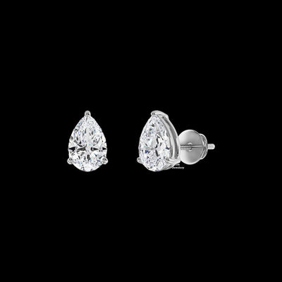 3ct Pear Cut Moissanite Stud Earrings For Women