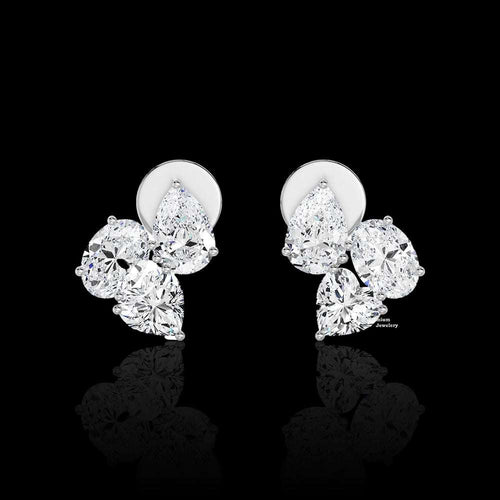 1.60ct Cluster Moissanite Stud Earrings For Women