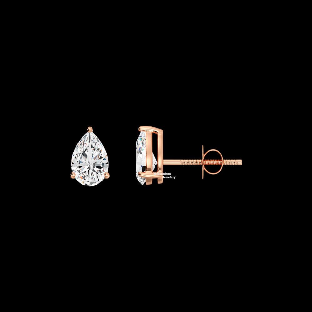 3ct Pear Cut Moissanite Stud Earrings For Women