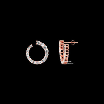 1.0ct Inside Out Round Cut Gold Moissanite Stud Earrings