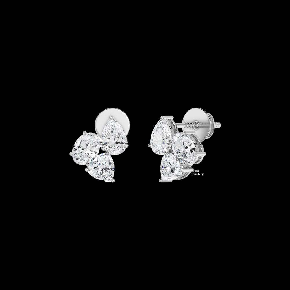 1.60ctw Cluster Moissanite Stud Earrings For Women
