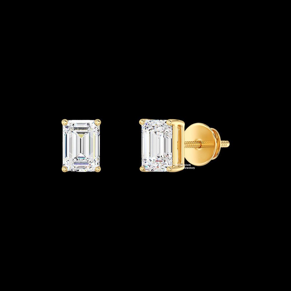 3ct Emerald Cut Moissanite Earrings For Women