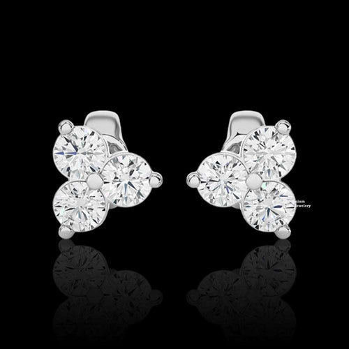 0.50ct Three Stone Moissanite Stud Earrings For Women