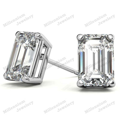 1.30 Carat Moissanite Diamond 10K White Gold Push Back Stud Earrings Second