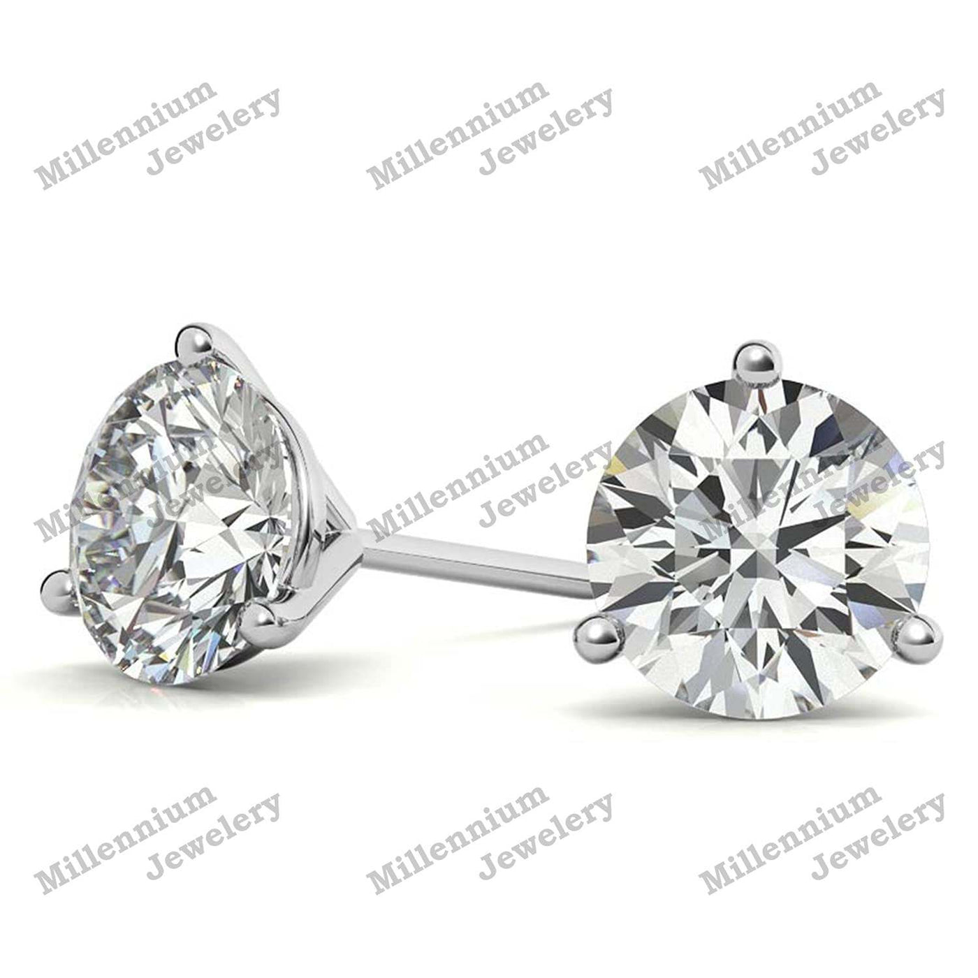 Martini 1 C Moissanite Diamond 10K White Gold Push Back Stud Earrings Second