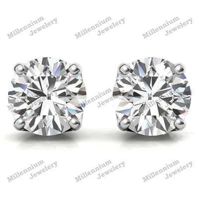 1 Carat Moissanite Diamond 10K White Gold Push Back Stud Earrings Third