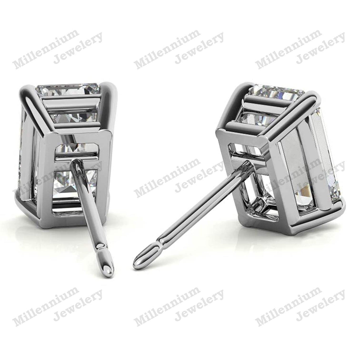 1.30 Carat Moissanite Diamond 10K White Gold Push Back Stud Earrings Third