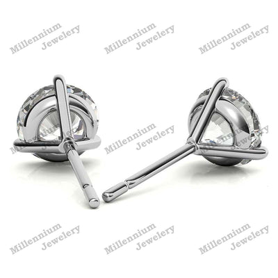 Martini 1 C Moissanite Diamond 10K White Gold Push Back Stud Earrings Third