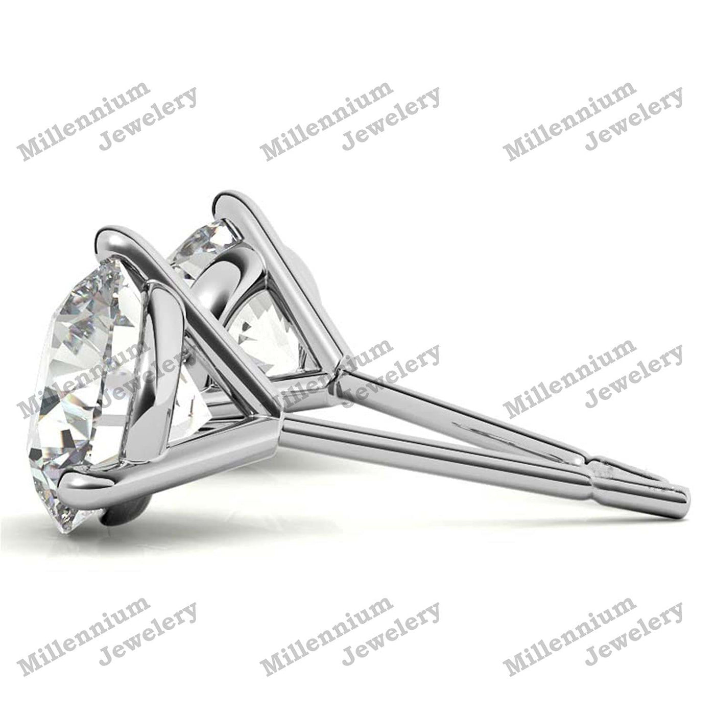 Martini 1 C Moissanite Diamond 10K White Gold Push Back Stud Earrings Fifth