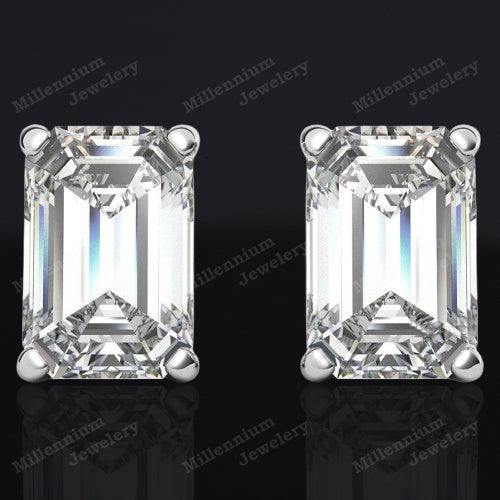 1.30 Carat Moissanite Diamond 10K White Gold Push Back Stud Earrings First