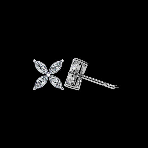 0.65ct Dainty Flower Marquise Cut Moissanite Stud Earrings