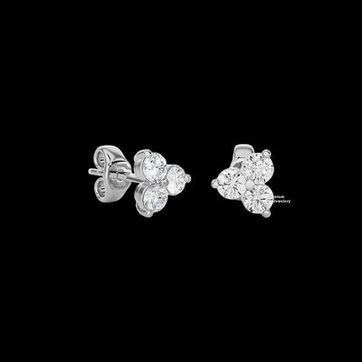 0.50ct Three Stone Moissanite Stud Earrings For Women