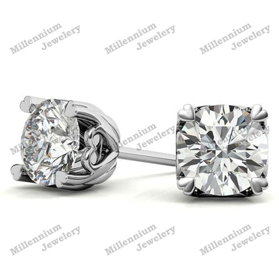 Heart Prong 1 Carat Moissanite 10K White Gold Push Back Stud Earrings Second