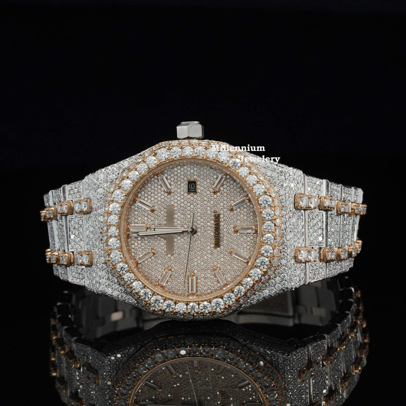 Moissanite Diamond Automatic and Iced Out Wrist Watch With Diamond