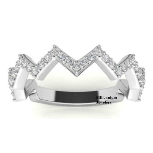 Zig Zag Diamond Eternity Round Wedding Band For Women